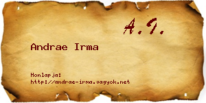 Andrae Irma névjegykártya