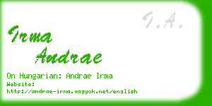 irma andrae business card